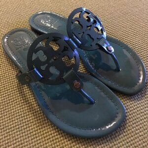 Tory Burch teal Patent Miller Sandals Sz 5.5